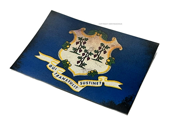 Connecticut Flag Vintage Style Rustic Tattered V02 Sticker Decal 3.25
