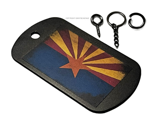 Arizona Flag Rustic Vintage Style Tattered Keychain Necklace Tag - OwnTheAvenue