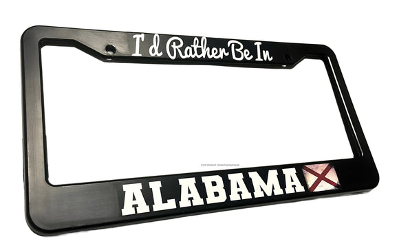 I'd Rather Be In Alabama Vintage Style V02 License Plate Frame - OwnTheAvenue