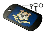 Connecticut Flag Rustic Vintage Style Tattered Keychain Necklace Tag - OwnTheAvenue