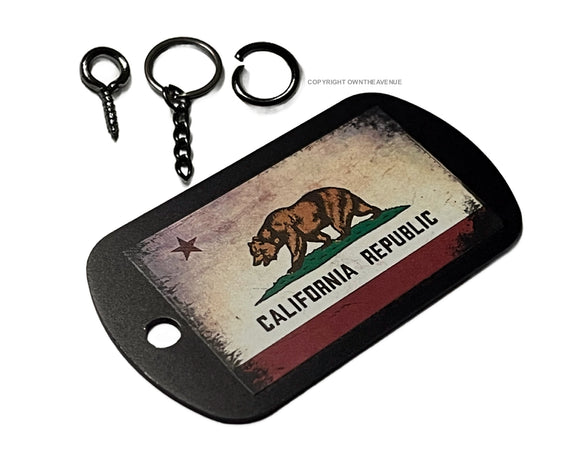 California Flag Rustic Vintage Style Tattered Keychain Necklace Tag - OwnTheAvenue