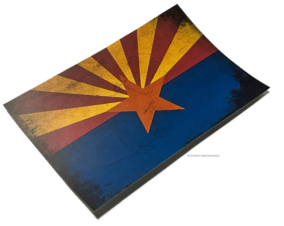 Arizona Flag Rustic Vintage Style Tattered Distressed Sticker Decal V02 - 3.25