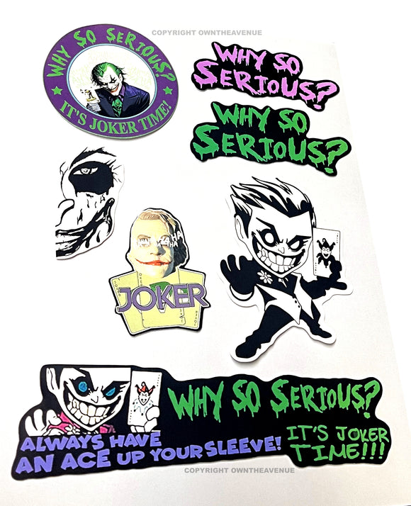 7Pcs Why So Serious Joker Funny Joke Humor Vinyl Sticker Decal Pack Lot