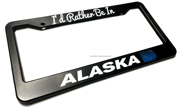 I'd Rather Be In Alaska Vintage Style V02 License Plate Frame - OwnTheAvenue