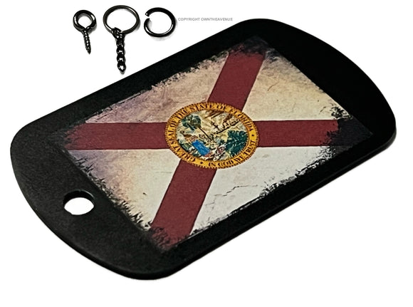 Florida Flag Rustic Vintage Style Tattered Keychain Necklace Tag - OwnTheAvenue