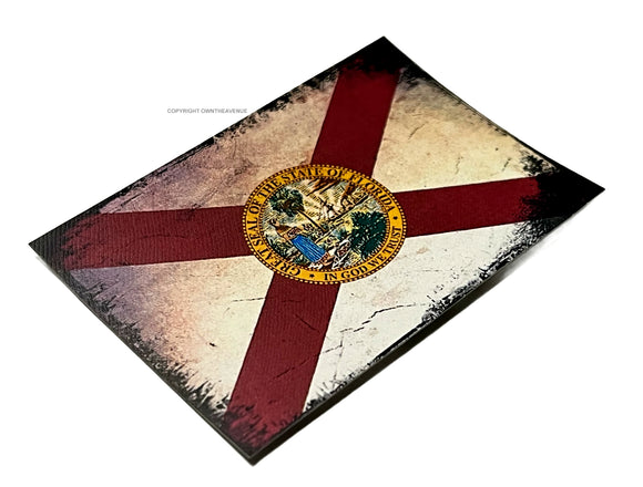 Florida Flag Rustic Vintage Style Grunge Distressed Tattered Sticker Decal 3.25