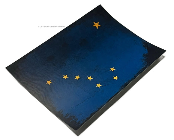 Alaska Flag Rustic Vintage Style Tattered Distressed Sticker Decal 3.25