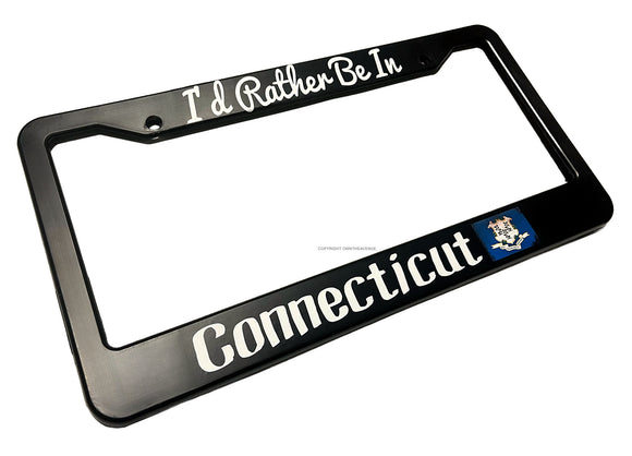 I'd Rather Be In Connecticut Vintage Style V02 License Plate Frame - OwnTheAvenue