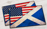 x2 Scotland Scottish USA American Flag Rustic Style Vinyl Sticker Decals 4"
