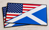 x2 Scotland Scottish USA American Flag Vinyl Sticker Decals 4"