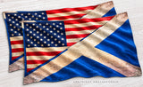 x2 Scotland Scottish USA American Flag Rustic Style Model V01 Vinyl Sticker Decals