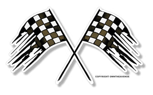 Racing Checkered Flag Distressed Vintage Rugged Hot Rod Vinyl Sticker Decal 3.5" - OwnTheAvenue