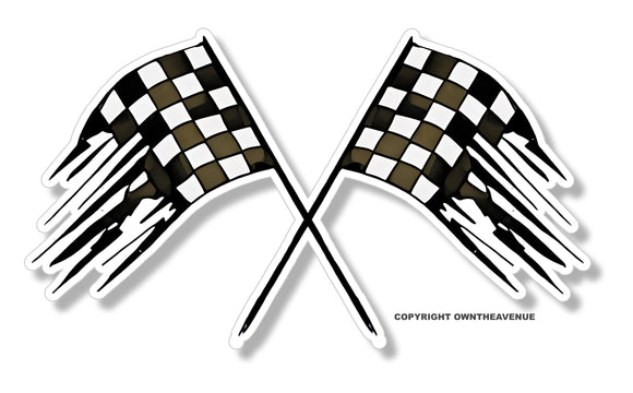 Racing Checkered Flag Distressed Vintage Rugged Hot Rod Vinyl Sticker Decal 3.5