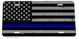 Support Police Blue Color Flag Grunge Vintage Style License Plate Cover - OwnTheAvenue