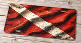 Scuba Diving Diver Down Tattered Distressed Flag Auto Metal License Plate