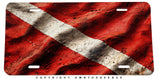 Scuba Diving Diver Down Tattered Distressed Flag Auto Metal License Plate