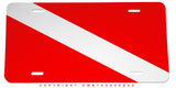 Scuba Diving Diver Down Flag Auto Metal License Plate