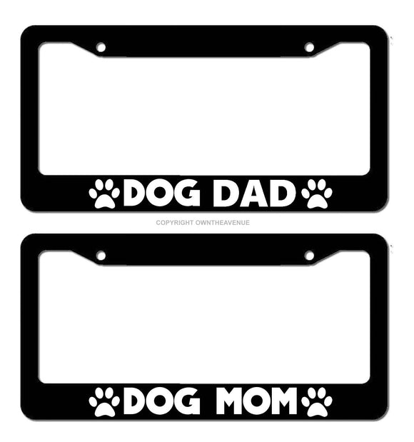 2 Pack Dog Mom & Dad Family Cute Paw Pet Funny K9 Car Truck License Plate Frame