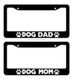 2 Pack Dog Mom & Dad Family Cute Paw Pet Funny K9 Car Truck License Plate Frame