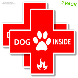 2x Dog Inside Fire Emergency Pet Laptop Bumper Car Truck Vinyl Sticker Decals 3"