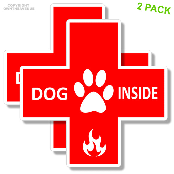 2x Dog Inside Fire Emergency Pet Laptop Bumper Car Truck Vinyl Sticker Decals 3