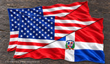 2Pcs Dominican Republic USA American Flags Model V01 Vinyl Sticker Decals 4"