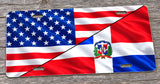 Dominican Republic USA American Flag Model V01 Auto Metal License Plate