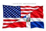 2Pcs Dominican Republic USA American Flags Model V01 Vinyl Sticker Decals 4"