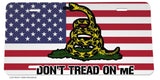 Don't Tread America American Flag Gadsden License Plate Cover Model43