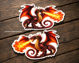 Left Right Set Dragon Flames Car Truck Auto Laptop Vinyl Sticker Decals 4"