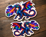 Left Right Set Dragon Flames Mystical Style Vinyl Sticker Decals 4"