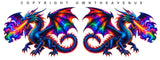 Left Right Set Dragon Flames Mystical Style Vinyl Sticker Decals 4"
