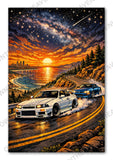 Drifting JDM Canyons Galaxy Vinyl Sticker Decal 4" Inches Long Side - OwnTheAvenue