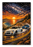 Drifting JDM Canyons Galaxy Vinyl Sticker Decal 4" Inches Long Side - OwnTheAvenue