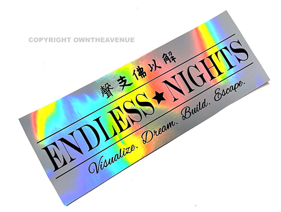 Endless Nights V01 Kanji Japanese Box Slap Silver Holographic Vinyl Sticker Decal