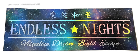 Endless Nights Kanji Galaxy Stars Box Silver Holographic Oil Slick Sticker Decal - OwnTheAvenue