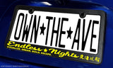 Endless Nights Kanji Japan JDM Drift Race V01 Yellow Art License Plate Frame - OwnTheAvenue