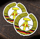 2Pcs East Germany German Flag Coat of Arms Vinyl Sticker Decals 4"