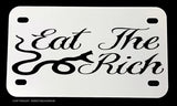 Eat The Rich Funny Joke Snake Serpent Motorcycle Metal License Plate - OwnTheAvenue