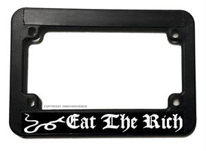Eat The Rich Funny Joke Snake Serpent Motorcycle License Plate Frame