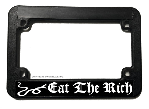 Eat The Rich Funny Joke Snake Serpent Motorcycle License Plate Frame