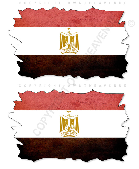 2Pcs Egypt Egyptian Vintage Style Distressed Flags Vinyl Sticker Decals 3