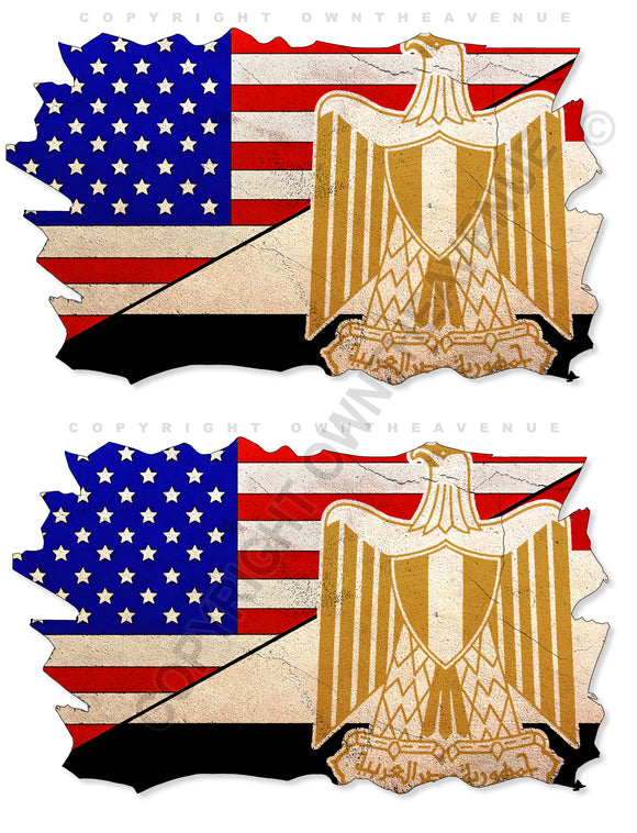 2Pcs Egyptian USA American Vintage Style Distressed Flags Vinyl Sticker Decals 3