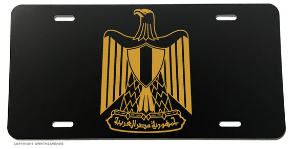Egypt Egyptian Coat of Arms Flag Auto Metal Black License Plate - OwnTheAvenue