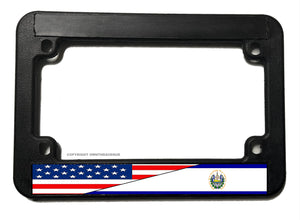 USA American El Salvador World Country Flag Motorcycle License Plate Frame - OwnTheAvenue