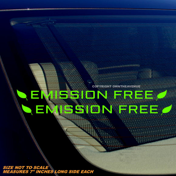 x2 Emission Free Zero EV Electric Vehicle Green Vinyl Decal Stickers 7