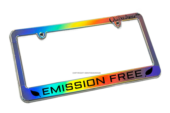 Emission Free Zero EV Electric Vehicle Holographic Wrapped License Plate Frame - OwnTheAvenue