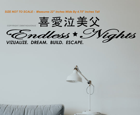 Endless Nights Japanese Kanji Drift Race Wall Decor Decal - 22