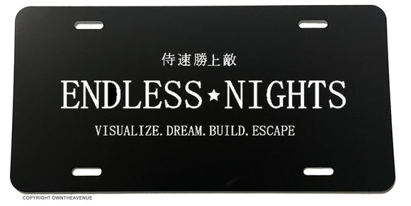 Endless Nights JDM Racing Drifting Kanji Japanese V01 License Plate Cover - OwnTheAvenue