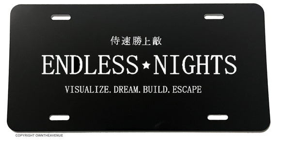 Endless Nights JDM Racing Drifting Kanji Japanese V01 License Plate Cover